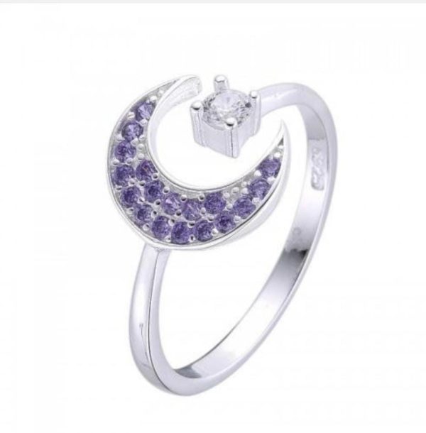 Anillo Luna violeta/negro/turquesa