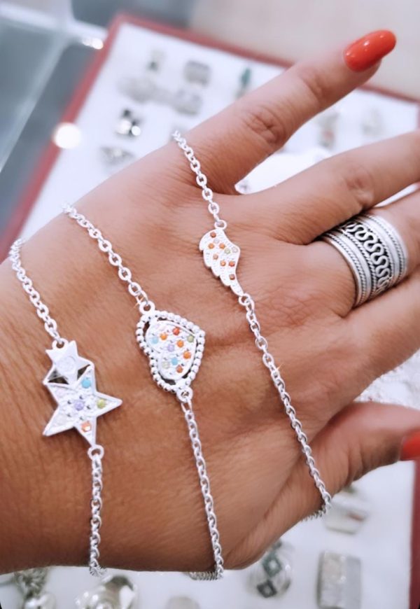 Pulsera corazon /estrella/alita brillante