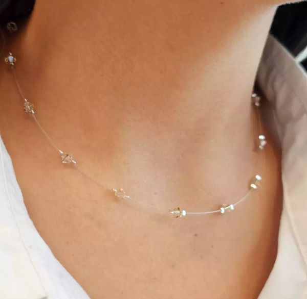 Collar tanza con cristales Plata