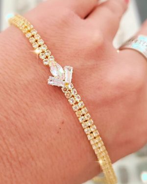 Pulsera hoja real dorada