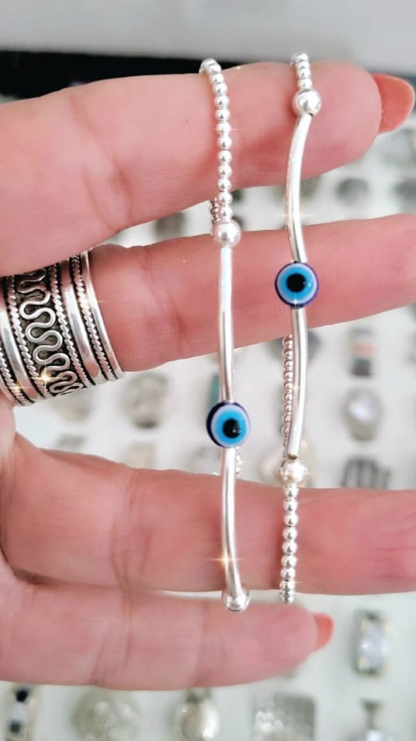 Pulsera elastizada bolitas ojito