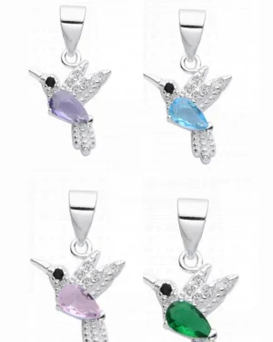 Dije colibri celeste/rosa/lila/verde