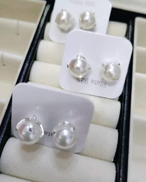 Aros perlas engarzadas