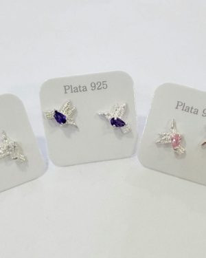 Aros colibries con piedra