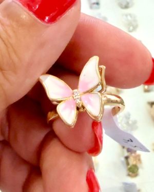 Anillo Mariposa rosa giratorio