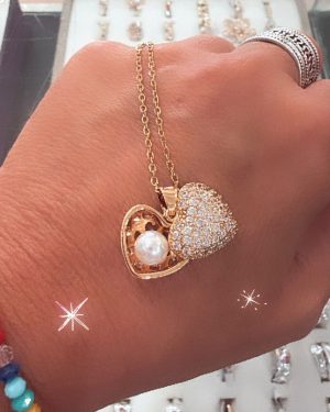 Collar corazon doble dorado
