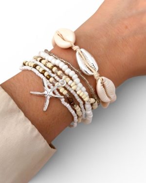 Set tobilleras /pulseras natural