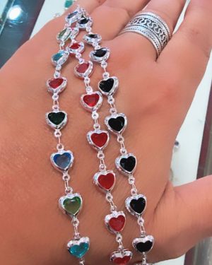 Pulsera corazones color