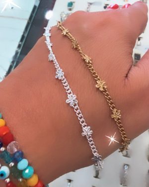 Pulsera groumet con flor