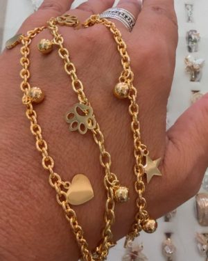Pulsera estrella/corazon/huellita