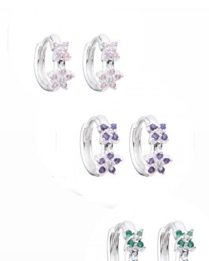 Aros flor rosa|violeta|verde