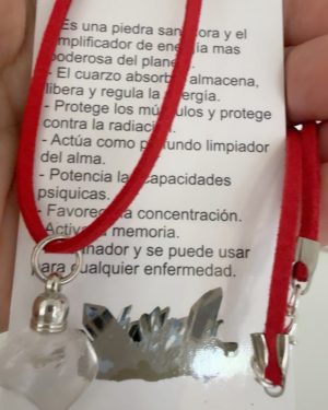 Collar cuarzo cristal con cordon gamuzado