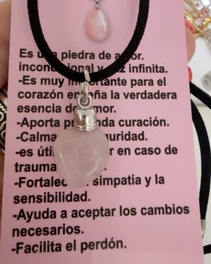 Collar Cuarzo rosa con cordon gamuzado