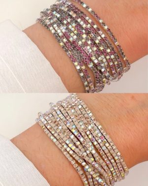 Pulseras strass elasticas x 12