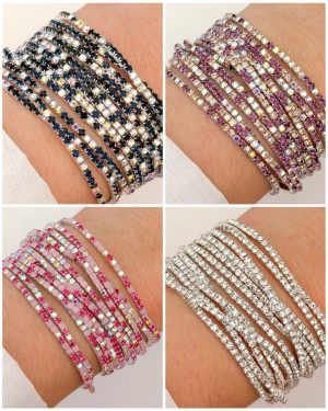 Pulseras strass elasticas x 12