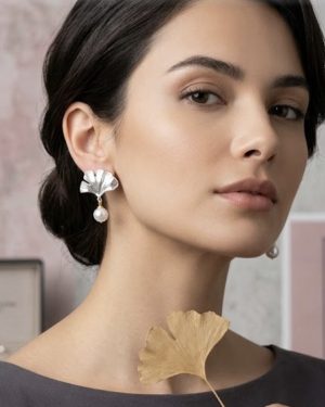 Aros hoja y perla